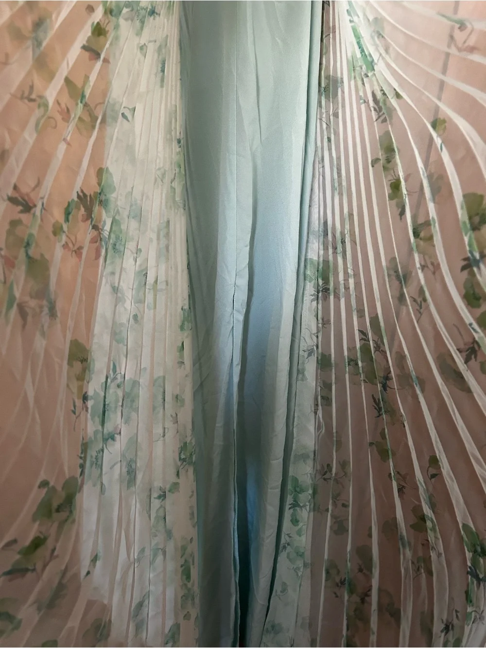 Theia Mint Green Floral Pleated Maxi Dress - Picture 7 of 13